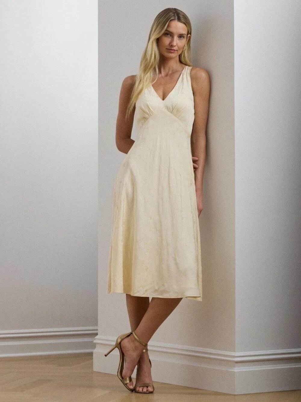 Lauren Ralph Lauren Black Tag Floral Jacquard Sleeveless Dress Ivory SZ 12 NWT